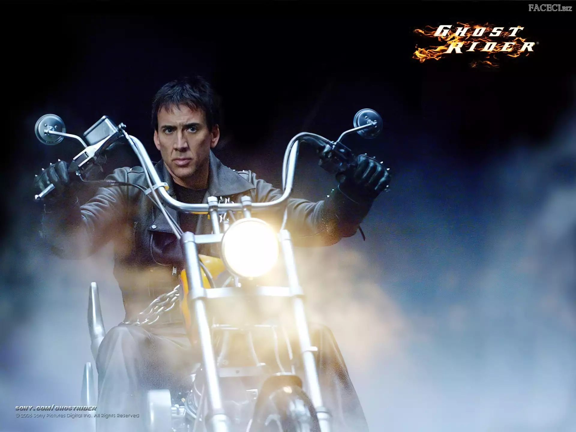 motocykl, dym, Nicolas Cage, Ghost Rider